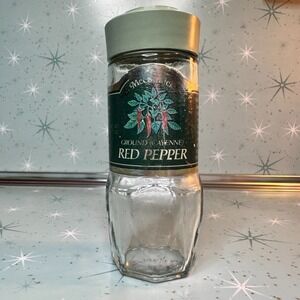 Vintage McCormick Cayenne Red Pepper Jar Green Lid and Label Glass Spice Bottle